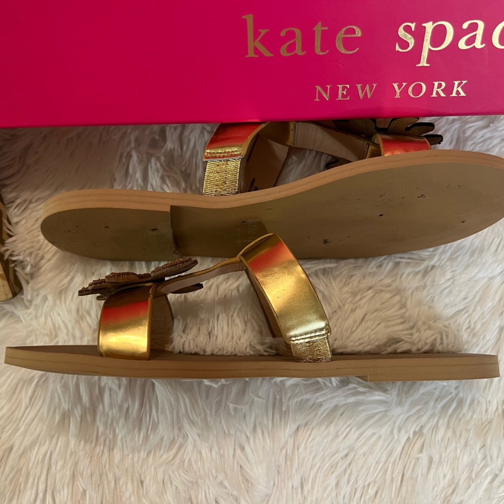 🎉HP🎉 Kate Spade Claire Gold Glitter Crab Sandal / Shoes - Picture 7 of 11